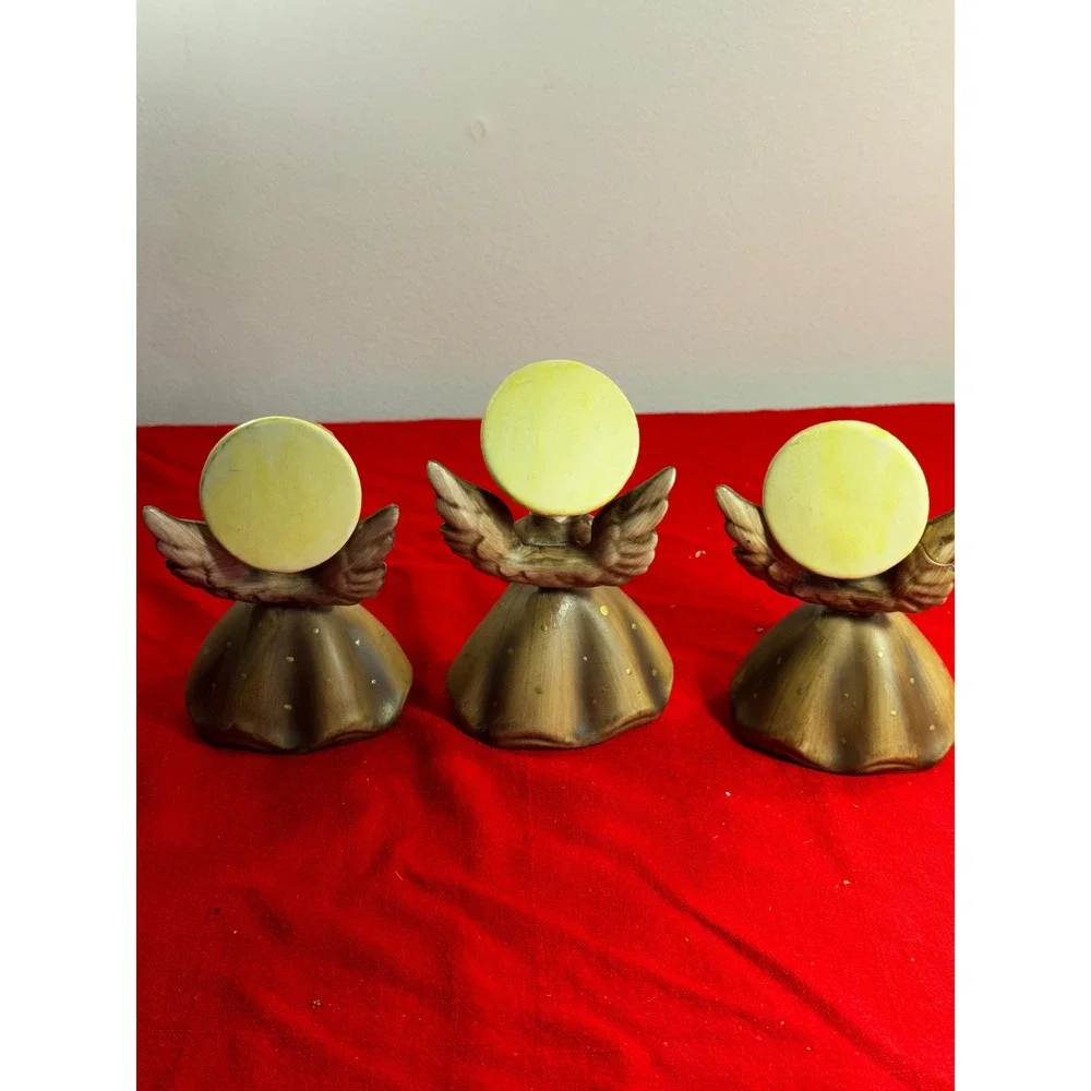 Vintage Napcoware Angel Figurines Set of 3 Bronze Gold Christmas Decor R3258